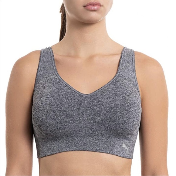 NEW PUMA 2 Pack Seamless Active Performance Sports Bra - Black / Gray - Picture 10 of 10